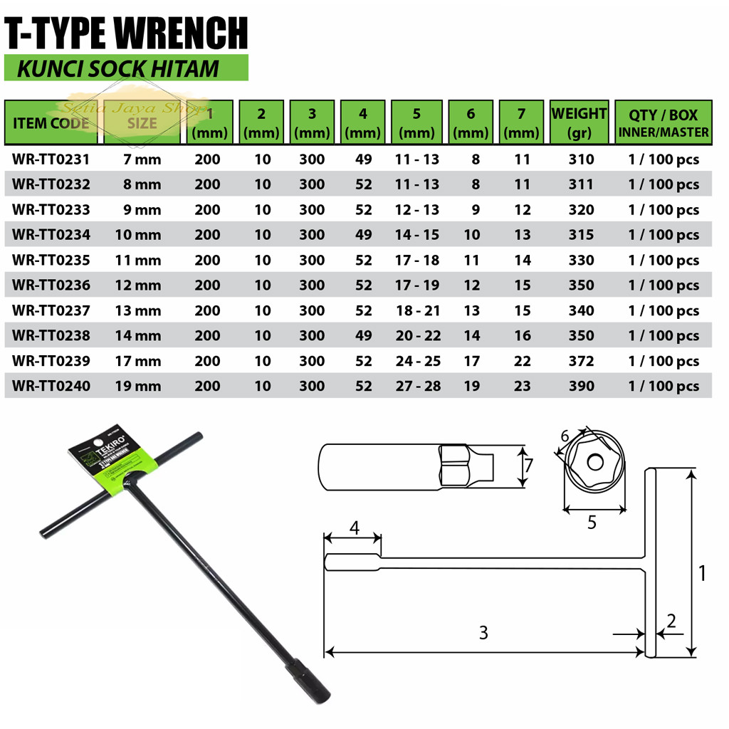 Tekiro kunci sock T 8 MM, kunci T no 8, Kunci shock T no 8, Kunci T8 Tekiro, kunci baut motor