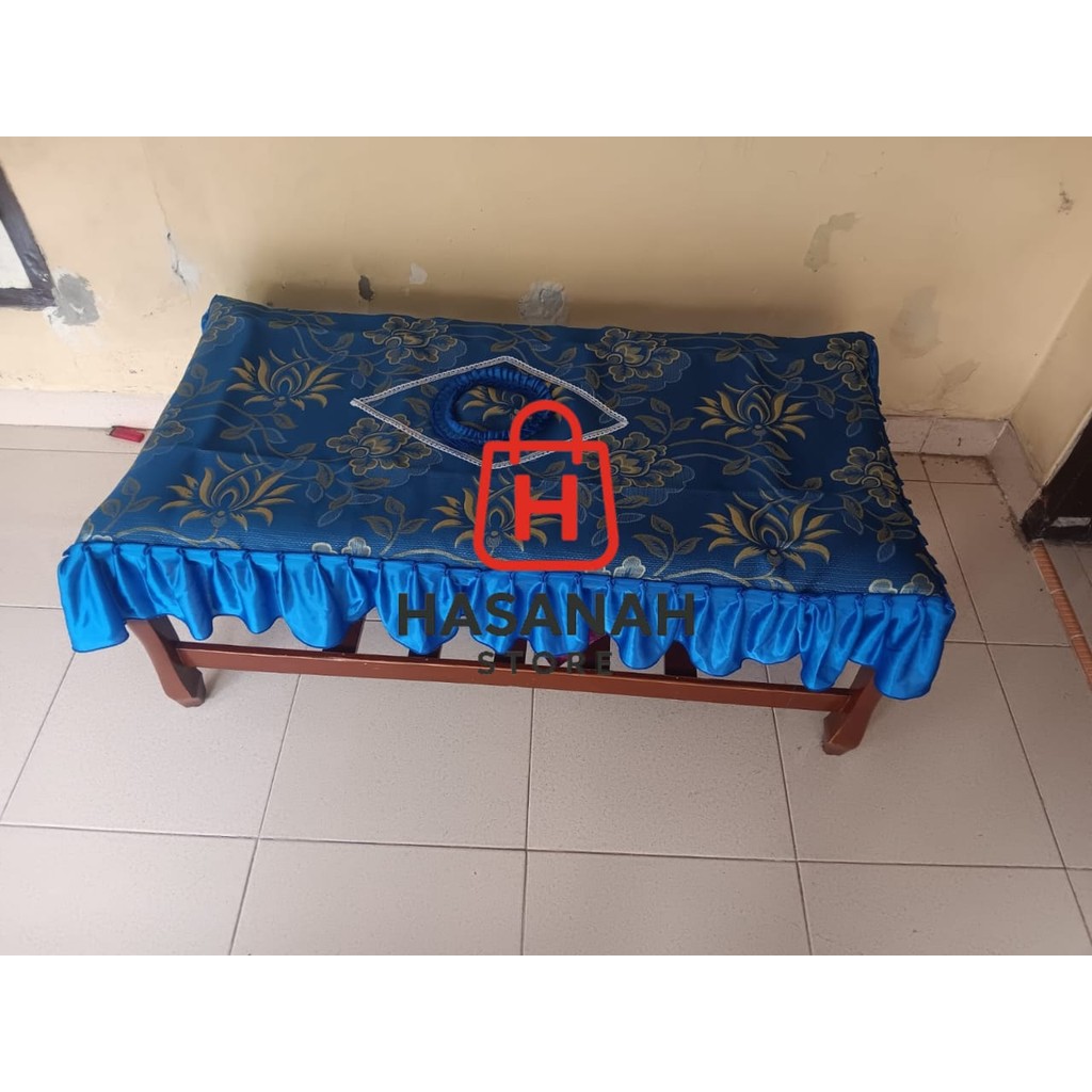 Hasanah Stores | Taplak meja tamu bahan kain jok 120x 60 rumbai 17 cm