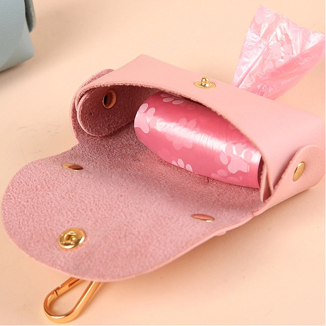 Stylish Pet Bag Holder Leather Pet Poop Bag Holder With spenser For Dog Bags Portable Dog Poop Bag O