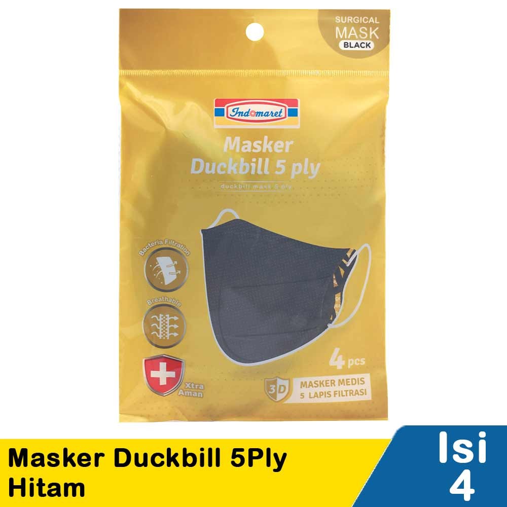 INDOMARET MASKER DUCKBILL 5PLY HITAM 4's