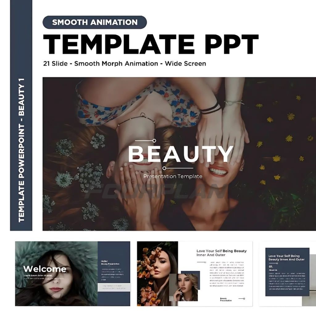 Template PowerPoint : Beauty 1 | 21 Slide Estetik & Smooth Animation | Brand & Personal Branding