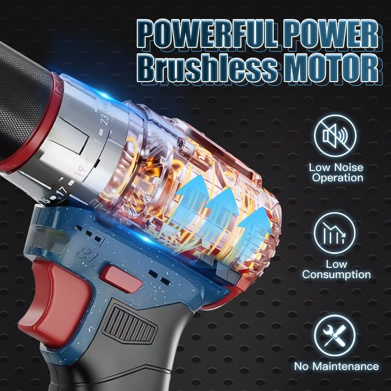 LUCID LX-50 Cordless Mesinbor 80N.M13MM 2.0A 18V Li-ion Baterai Impact Drill Brushless Pocket Rocket