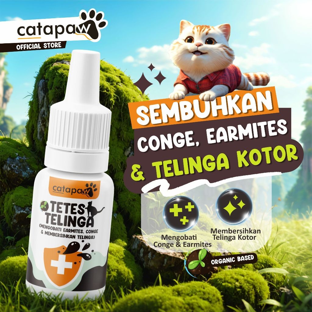 MEMELASHOP CATAPAW Tetes Telinga Kucing Mengobati Earmites Conge Gatal Infeksi Pembersih Kuping Cong