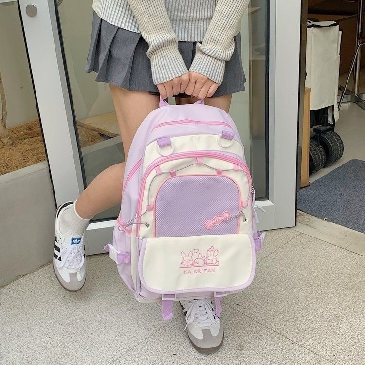 Tas Bahu Macaron Tas Sekolah Kecil Yang Lucu Ransel Gaya Perguruan Tas Ransel Laptop Wanita Backpack