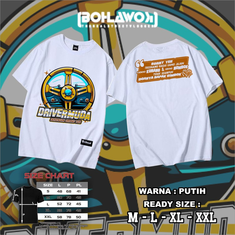 Kaos Driver Muda Dekengan Orang Tua Katun S-2XL