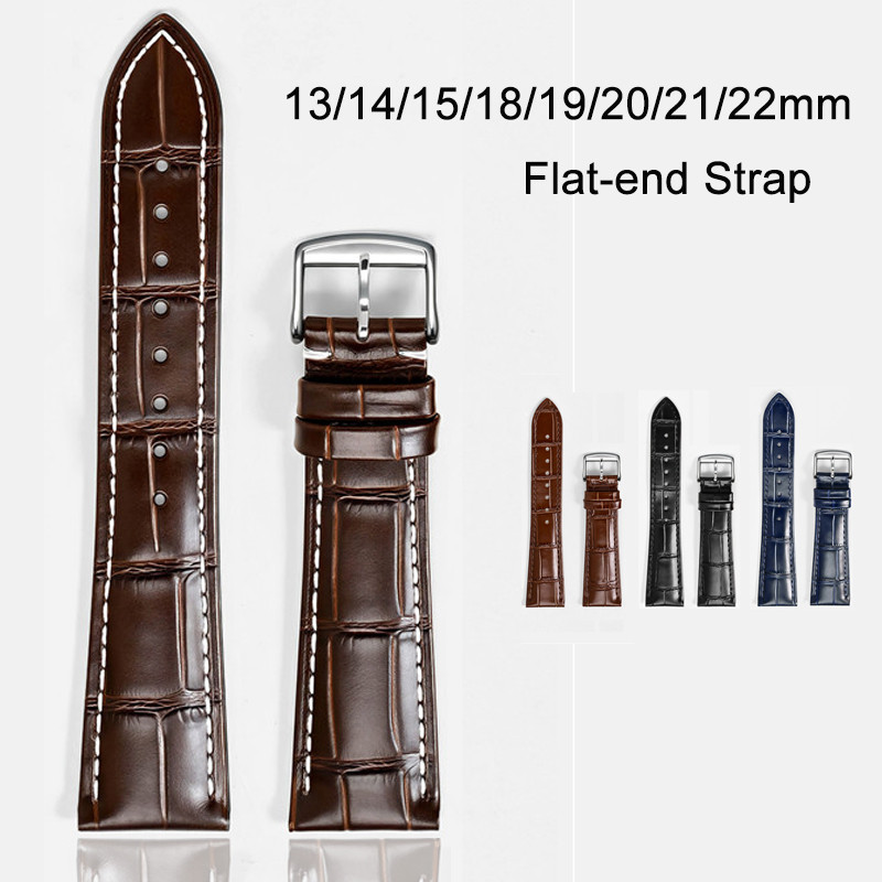 Genuine Leather Wat Strap 13/14/15/18/19/20/21/22mm Quality Cowhide Men Women Universal Replace Band