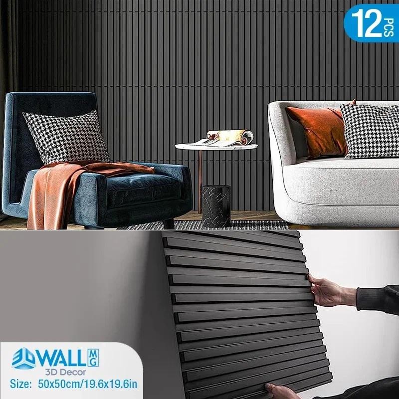 12 piece/3m² /50cm Decorative Textured PVC 3D Wall Panel 3D wall sticker Interior Wall Decor Living 