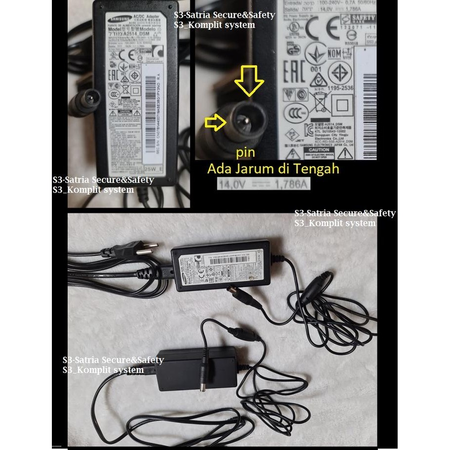 Komponen Elektronik xxx charger Adaptor samsung led lcd monitor tv syncmaster 14v 1,43A gunakan adap