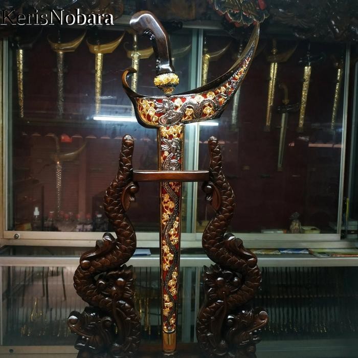 Set Warangka Keris Ladrang Premium Pendok Topeng Motif Naga Istimewa KNB4