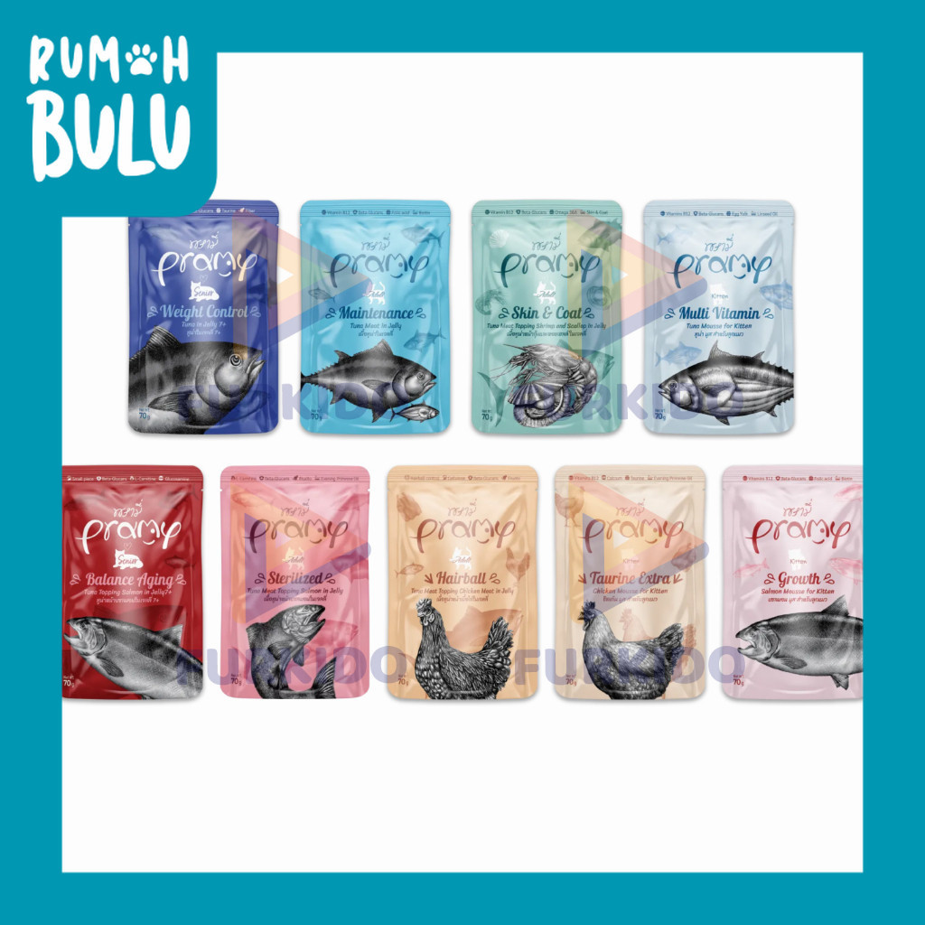 Pramy Cat Wet Food Pouch 70 Gram / Makanan Basah Kucing