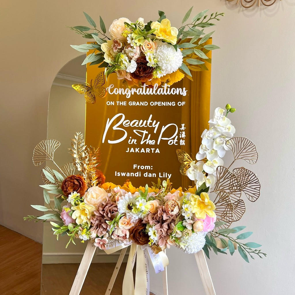 [READY] Flower Standing Acrylic - Papan Bunga Akrilik Ucapan Selamat Grand Opening Toko Pembukaan St