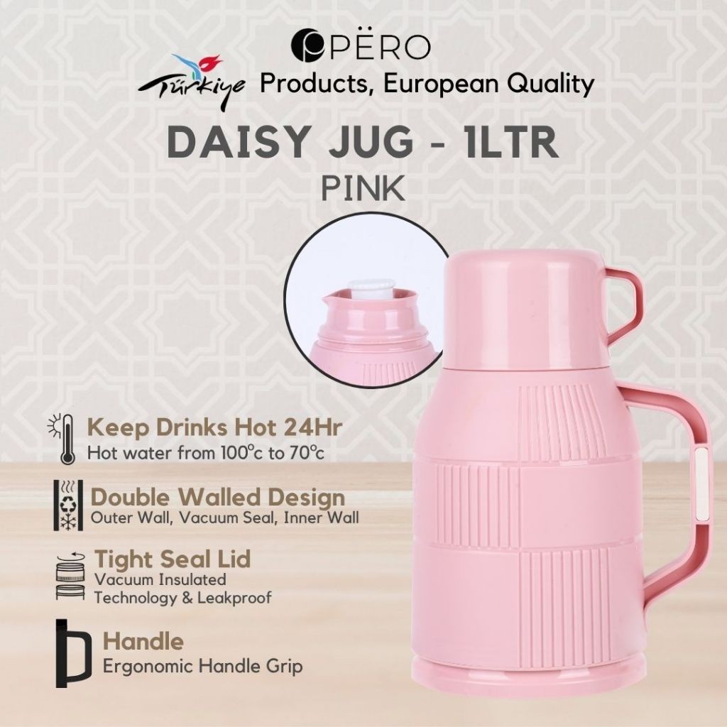 ARFSHOP Pero Daisy Termos Jug Panas Dingin 24 Jam 1Liter / Thermos with Handle / Termos Air Panas Ba