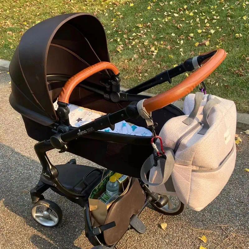 Baby Stroller PU Leather Handle Covers For Mima Xari Pram Bar Sleeve Case  Protective  Armrest Cover
