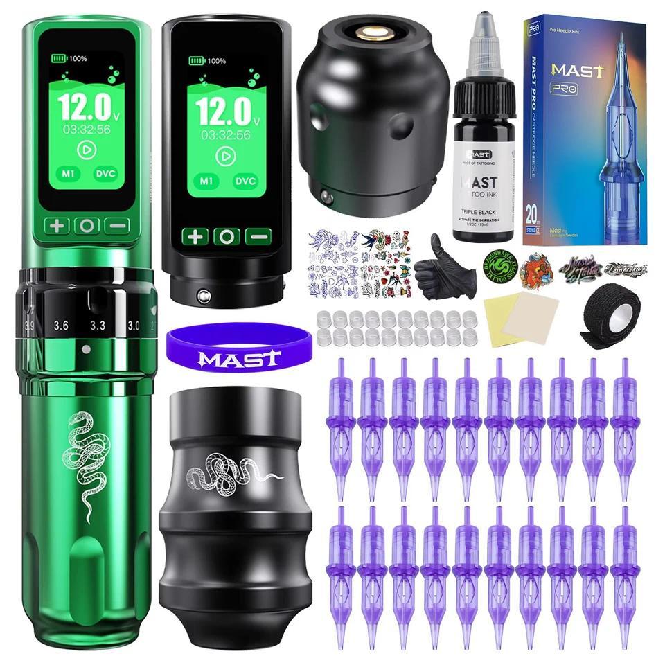 Dragonhawk Fold Pro Snake Year Tattoo Kit Set Lengkap Mesin Tato Nirkabel 7 Mode 2 Baterai Jarum Tat