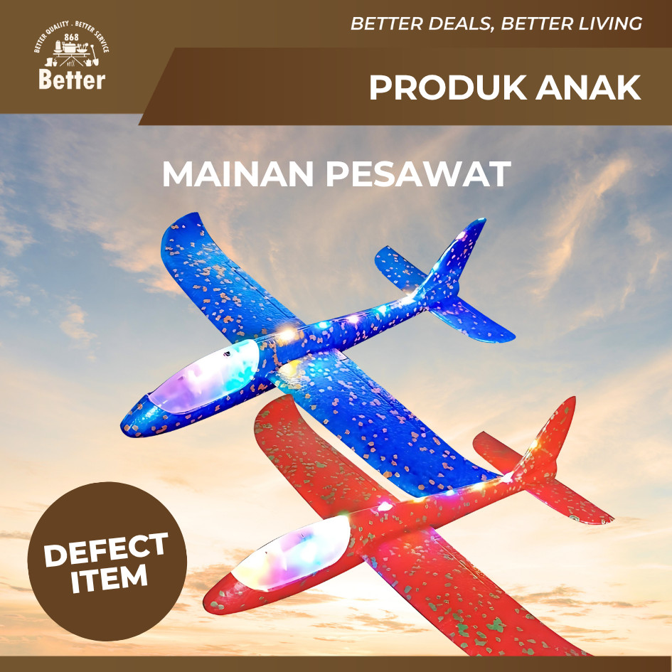 DEFFECT Mainan Pesawat Anak Flying Glider DIY Rakitan Busa Gabus Ringan Aman Seru Bisa Diterbangkan