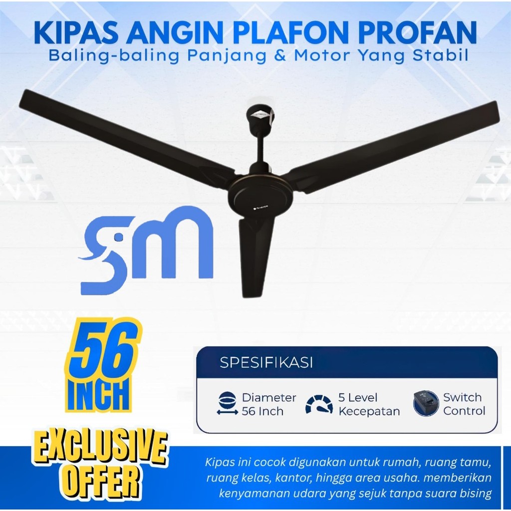 Ceiling fan Profan PR-56E kipas angin baling baling PR56E 56 inc