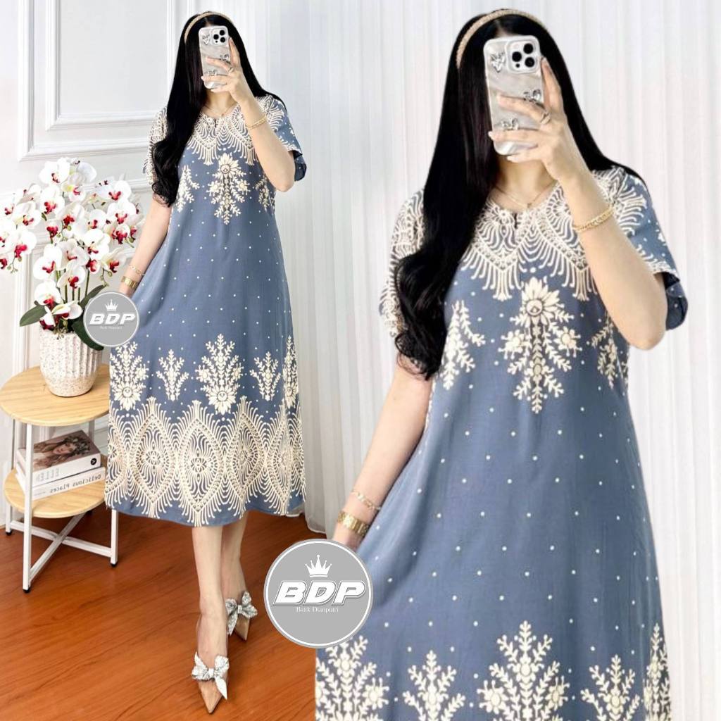 MALABIS BDP Daster wanita Panjang Rayon Grade A Busui Resleting Depan | Daster kekinian | Daster Vir