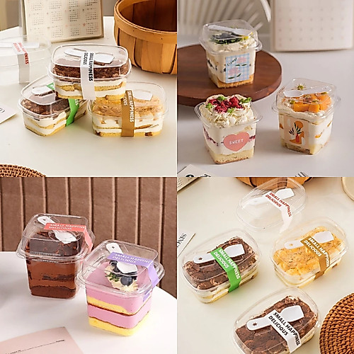 10PCS KOREAN Dessert Box + Sendok Cup Kotak Box Dessert Cake Tiramisu Cup Dessert