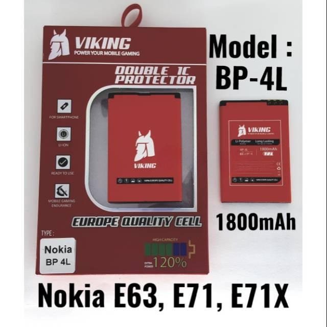OTL.TOOLS Baterai Viking Nokia BP-4L - Nokia E63 - E71 - E71X  - E90 - Batre Batere Baterei Batrei B