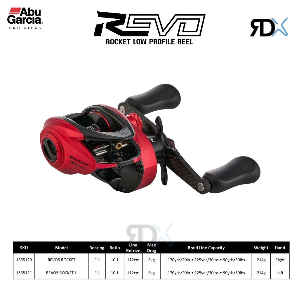 RDX Fishing Reel Pancing ABU GARCIA Revo5 Rocket BC Low Profile Baitcasting Mancing Casting Left Han