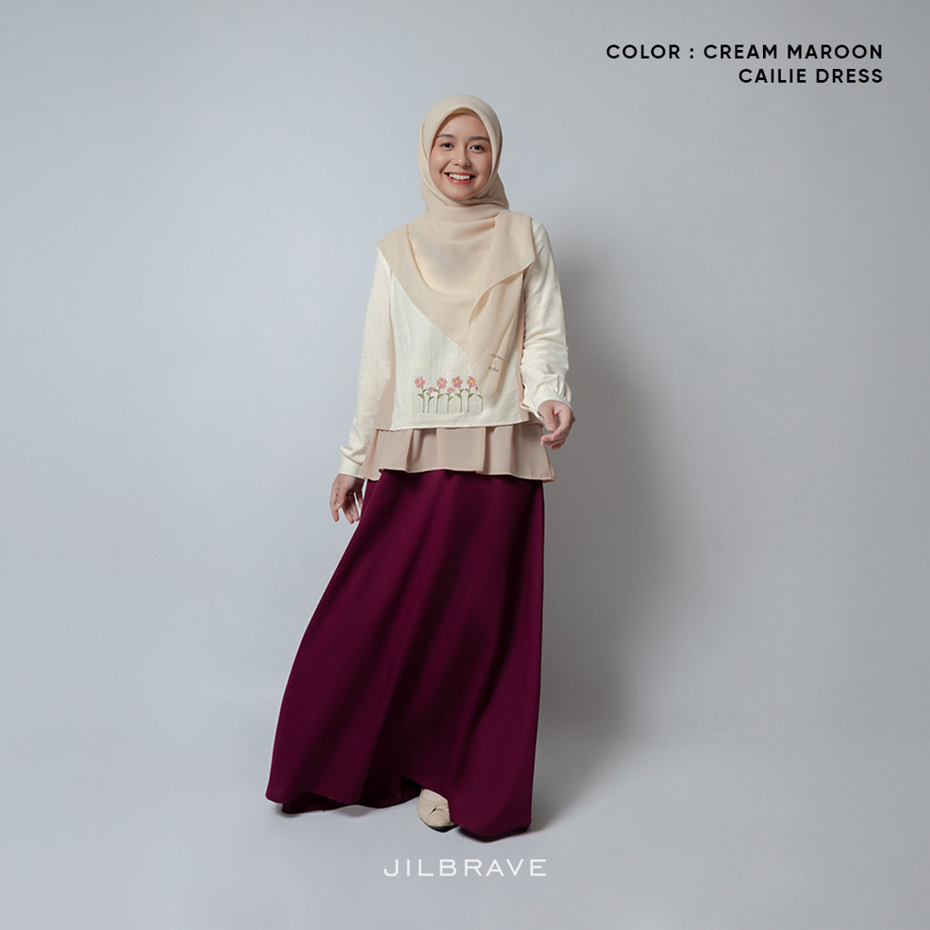 [MINOR DEFECT] Grade B JILBRAVE Cailie Dress Gamis Feminine Elegant Sheer Layer Bordir Bunga