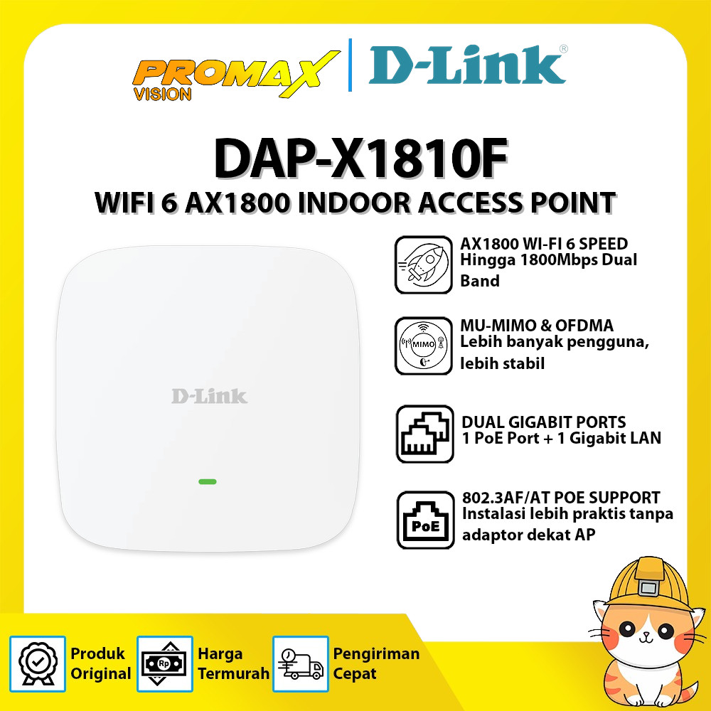 D-LINK DAP-X1810F WIFI 6 AX1800 INDOOR ACCESS POINT