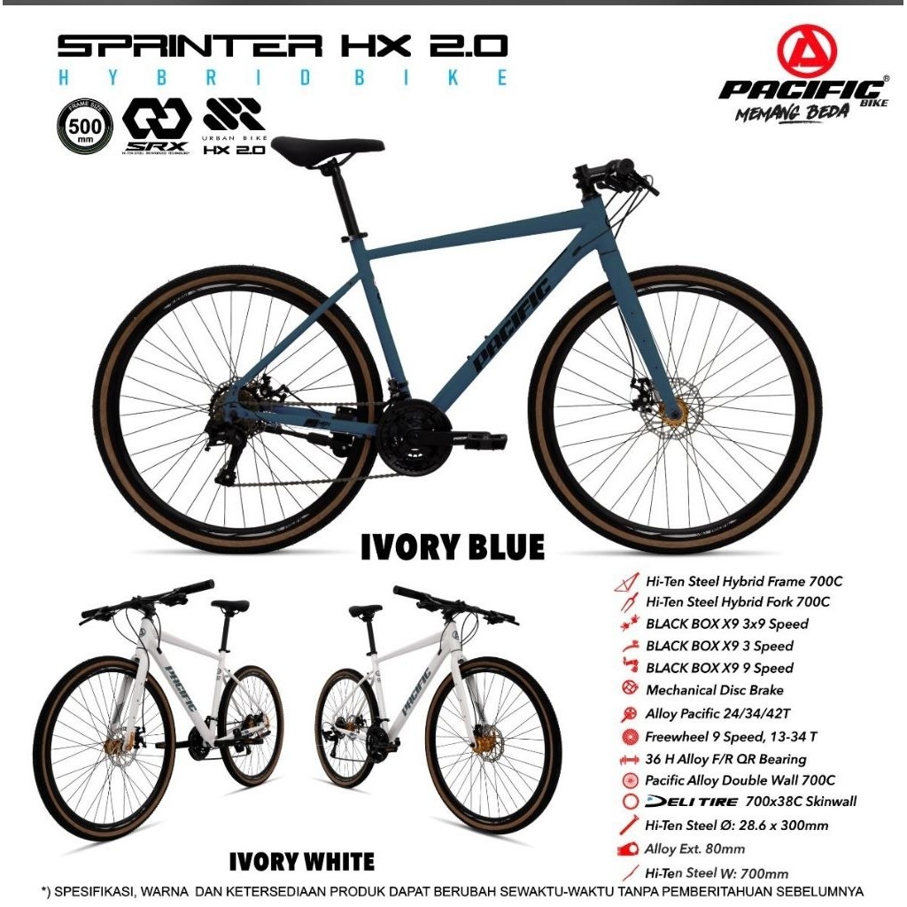 Sepeda Balap 700C Hybrid Pacific Sprinter HX 2.0 3x9 Speed / Roadbike 700C Pacific Hybrid Sprinter H