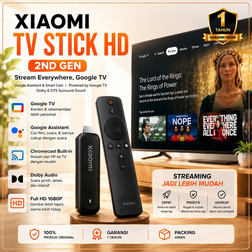 XIAOMI Tv Stick Hd 2K ( 2nd Gen ) Streaming Media Player Hdr10+