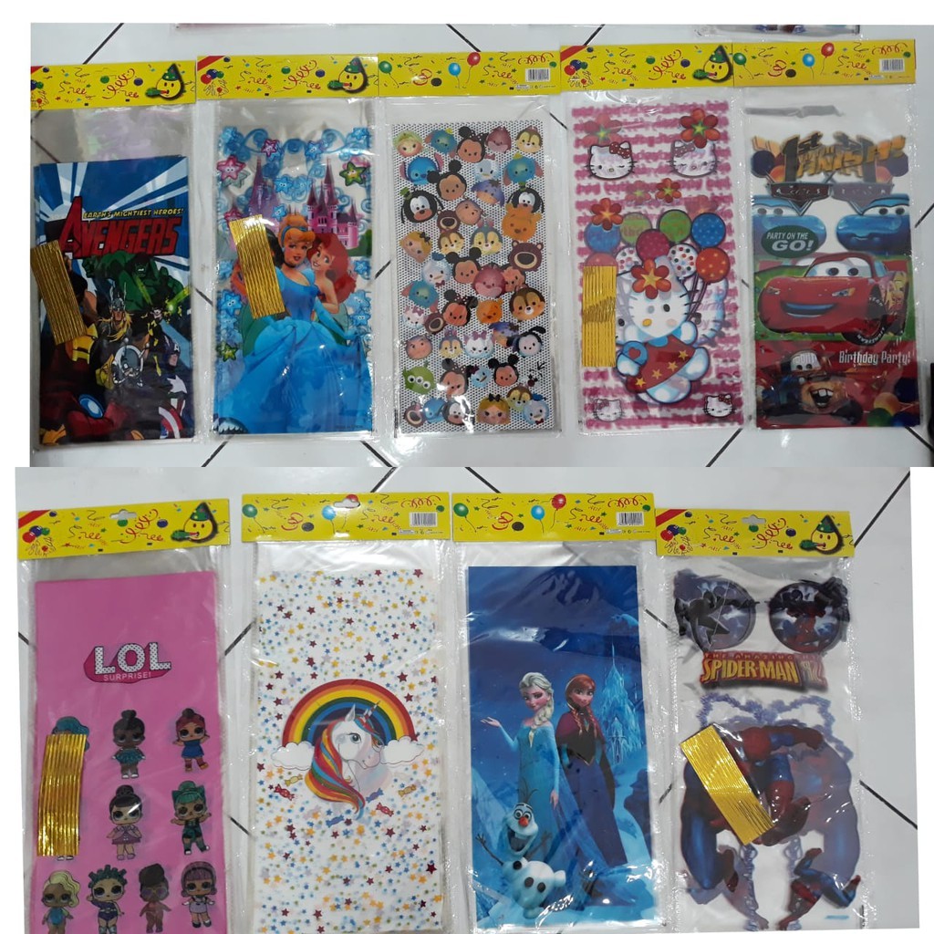 Kantong Snack Ultah SMALL Karakter / Plastik Snack / goodie bag / kantong ultah / plastik ultah