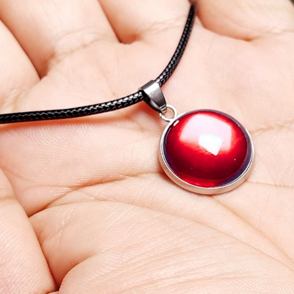 Kalung Liontin Batu Merah Siam Bulat / Liontin Merah Merona