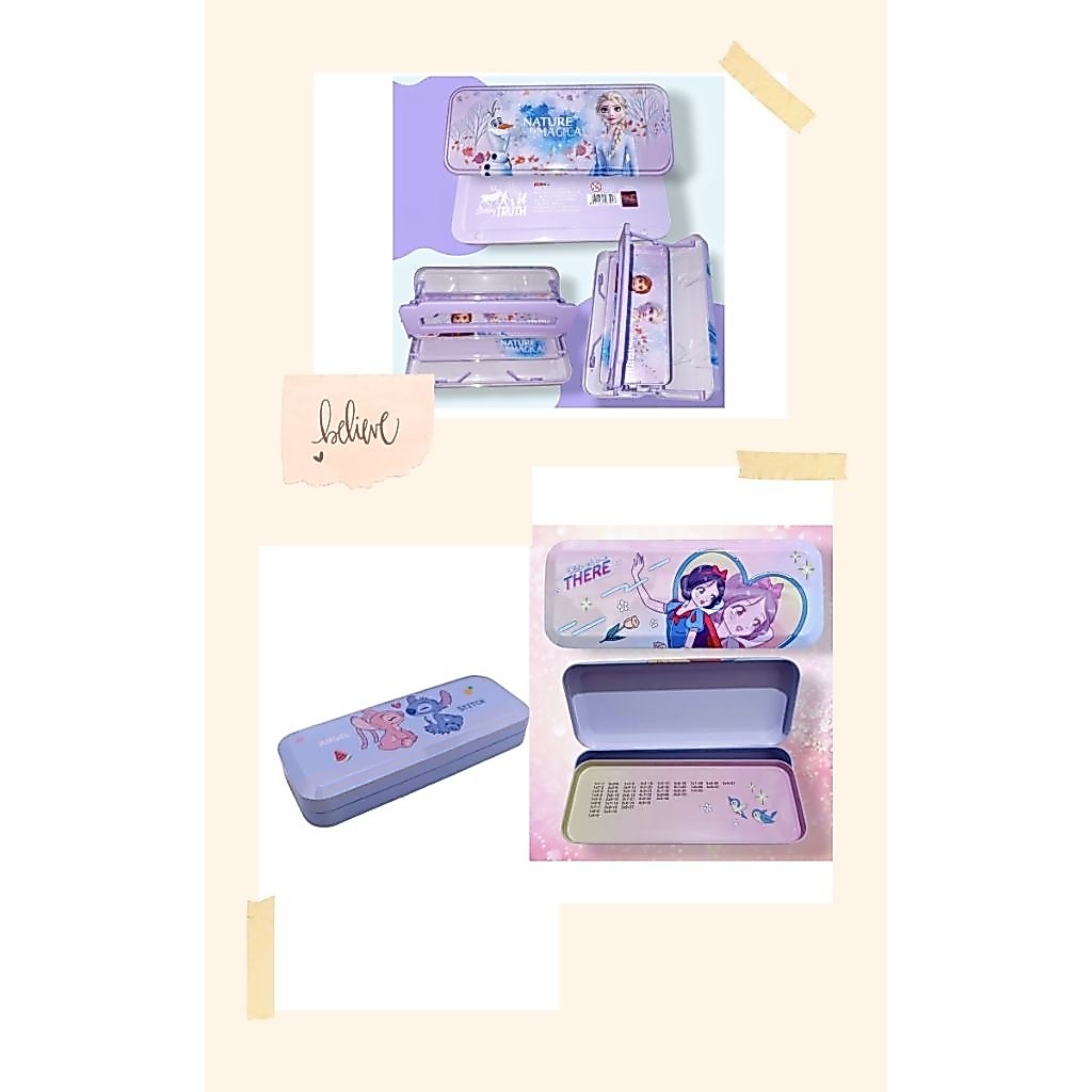 Tempat Pensil Kaleng/Pencil Case Disney Stitch, Frozen, Snow White