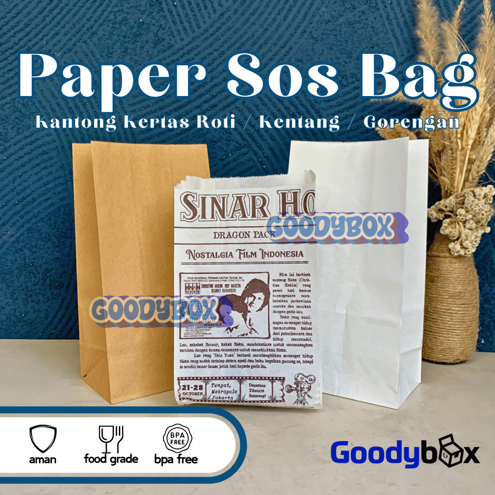 GoodyBox - Paper Sos Bag White Kraft / Kantong Kertas Roti Kentang Gorengan / Kantong Kertas Makanan