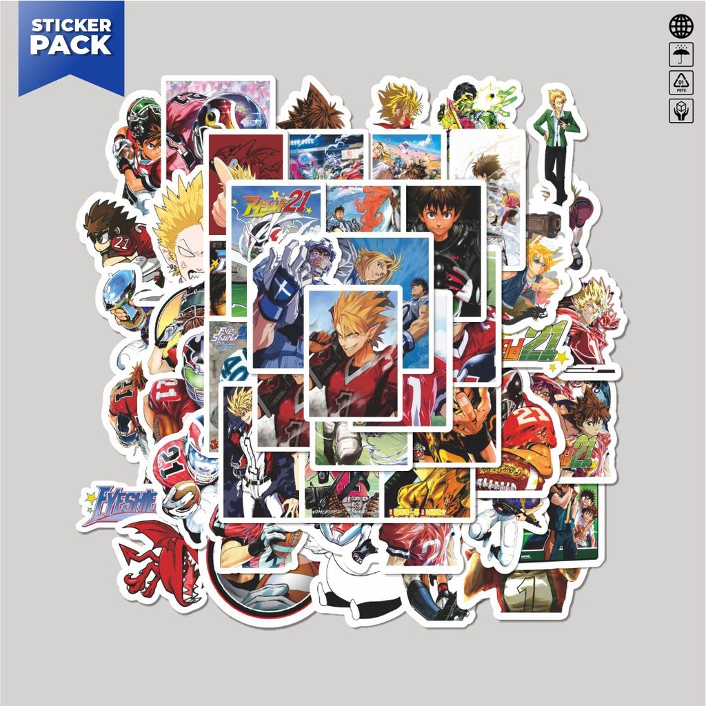 

[100PCS]Stiker Pack Stiker Anime Eyeshield 21Character Mix 1 Aesthetic Vinyl Anti Air Dekorasi Sticker Laptop Buku Journal Koper Helm Casing HP Gitar Helm Skateboard