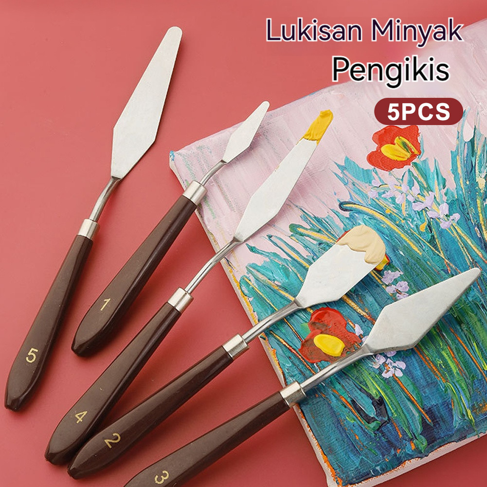 

5PCS Manual Scraper Pallete Knife Pisau Lukis Cake Buttercream Cake /Artist Painting / Mixing Palette / Clay