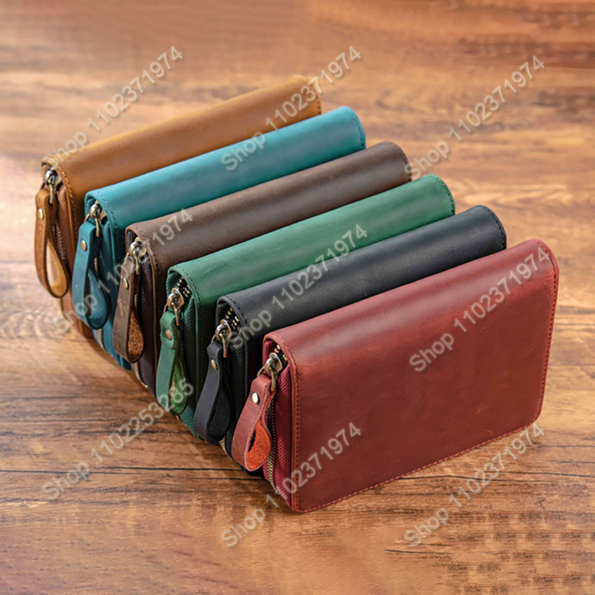 

1 piece A6 Notebook Book Cover Top Layer Cowhide Bag Zipper Bag Fixed Page Hand Booklet Cover Anti-lost Men Women Coin Purse