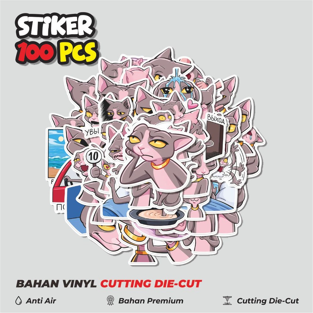 

Terbaru! 50 pcs Stiker Kartun Funny Cleo Cat Dekorasi Lucu Kreatif untuk Notebook, Skateboard, HP
