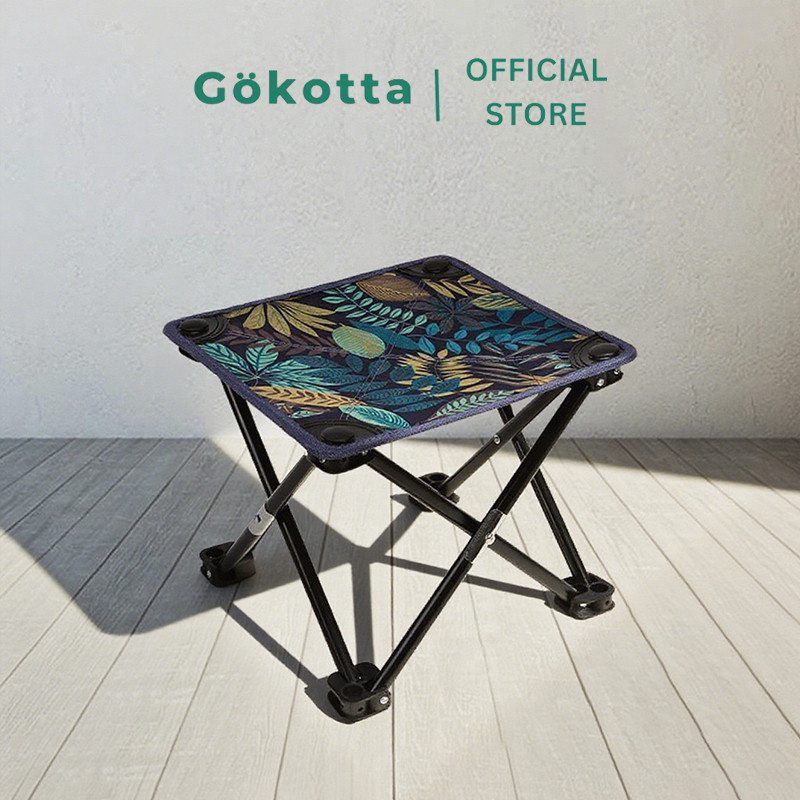 GOKOTTA Kursi Lipat Tanpa Sandaran/ Kursi Lipat Outdoor/ Kursi Praktis Berpergian/ Kursi Portable
