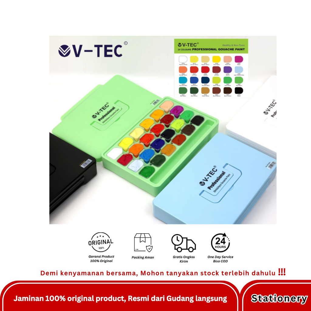 

CAT V-TEC GOUACHE PAINT GP 1830 30ML ISI 18 WARNA // GP 2430 24 WARNA PCS