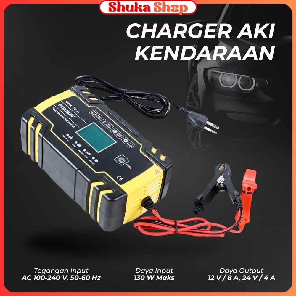 FOXSUR Charger Aki Mobil Motor Battery Charger 12/24V 8A - FBC122408D
