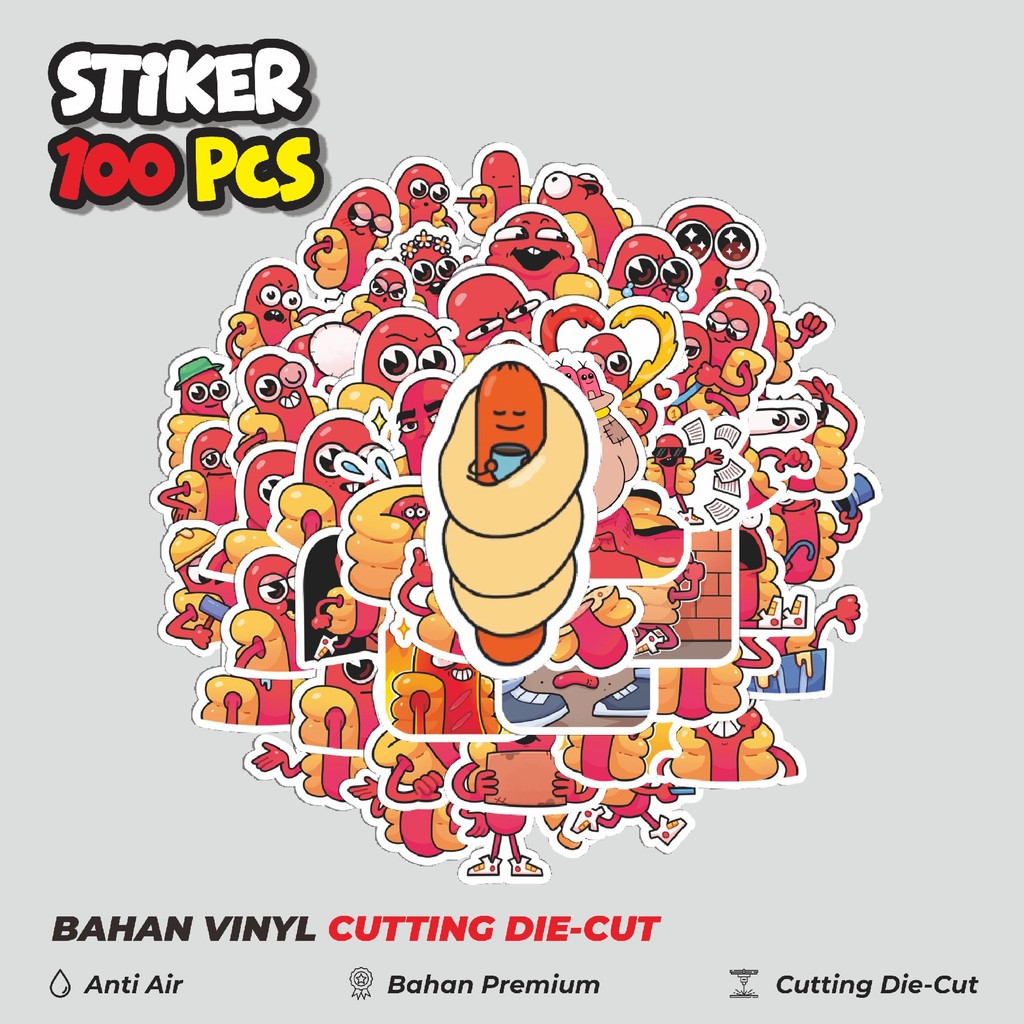 

Terbaru! 50 pcs Stiker Kartun Chili The Hotdog Dekorasi Lucu Kreatif untuk Notebook, Skateboard, HP
