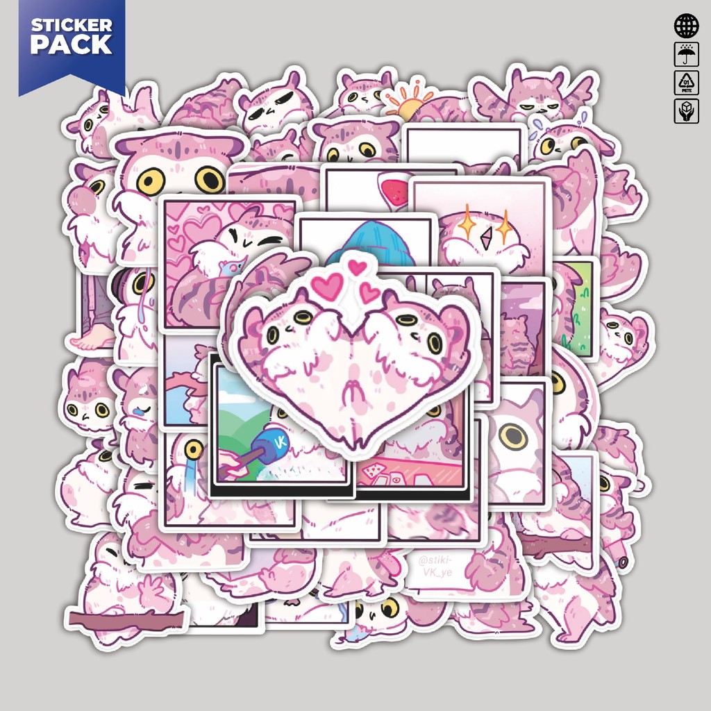 

[100PCS]Stiker Pack Stiker Animal Owl Sava The Purple [Burung Hantu] Aesthetic Vinyl Anti Air Dekorasi Sticker Laptop Buku Journal Koper Helm Casing HP Gitar Helm Skateboard