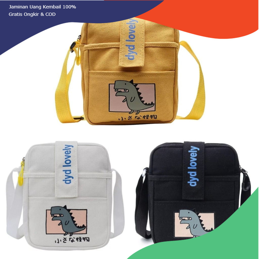 EL - Tas Selempang Anak Wanita Pria Remaja Terbaru Kekinian Motif DINO DYD LOVELY Korean