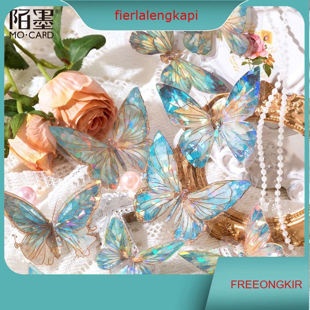 

Stiker Laser Kupu-Kupu 3D Holografik PET DIY 20 Lembar