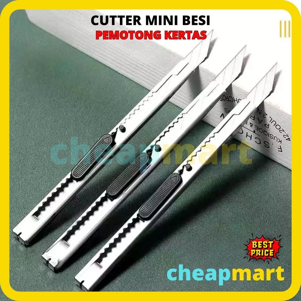 

[min 3] CUTTER MINI BESI Pisau Kater Pisau Seni Cutter Kuter Small Cuter Knife Pisau Kuter Kecil Stainless Steel Pemotong Kertas Packing