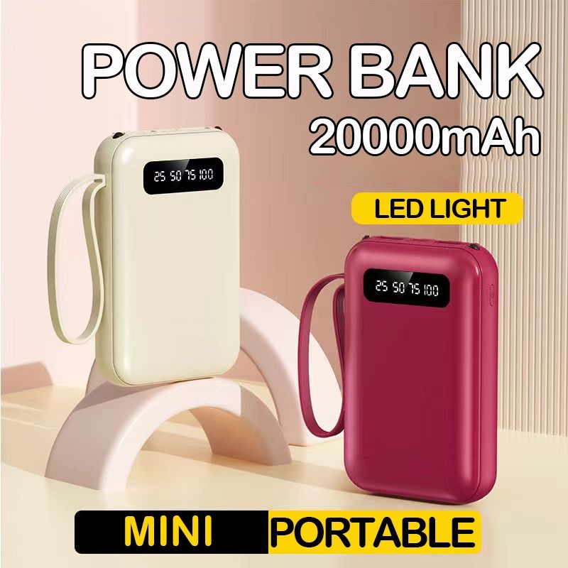 Mini Portable Power Bank 20000 mAh 3 Port USB TYPEC Micro Catu Daya Seluler PKantong Portabel Fashio