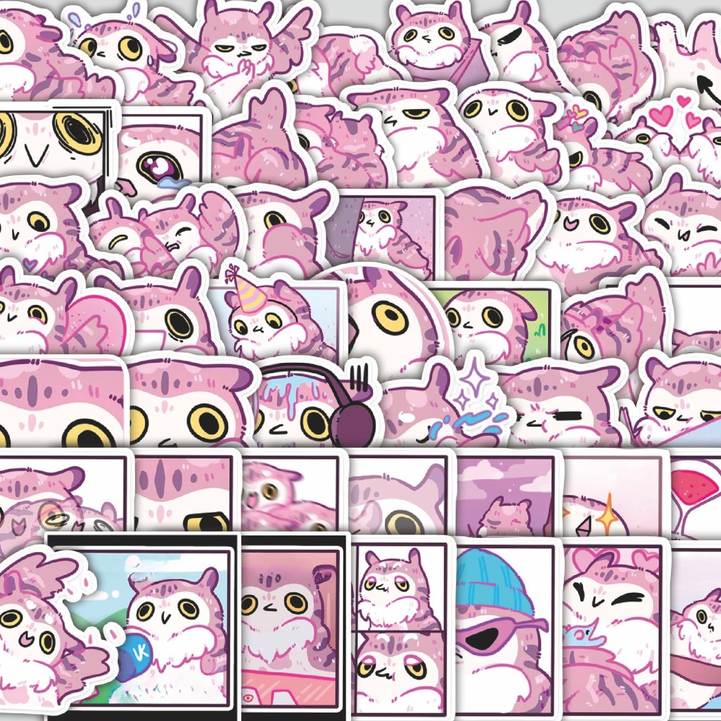 

Stiker Cutting Pack Stiker Animal Owl Sava The Purple [Burung Hantu] Isi 100Pcs Series Aesthetic Lucu Keren Untuk Koper Bahan Vynil