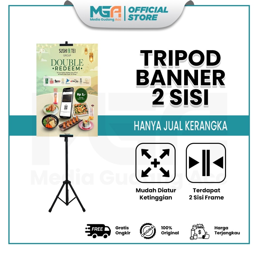 TRIPOD BANNER 2 SISI / TRIPOD STAND BANNER / STANDING BANNER 2 SISI DISPLAY