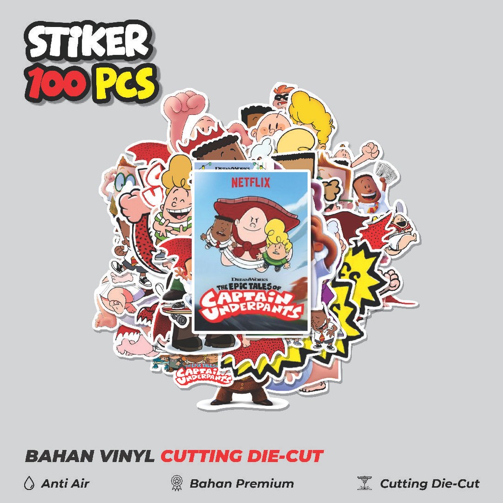 

Terbaru! 50 pcs Stiker Kartun Captain Underpants Dekorasi Lucu Kreatif untuk Notebook, Skateboard, HP