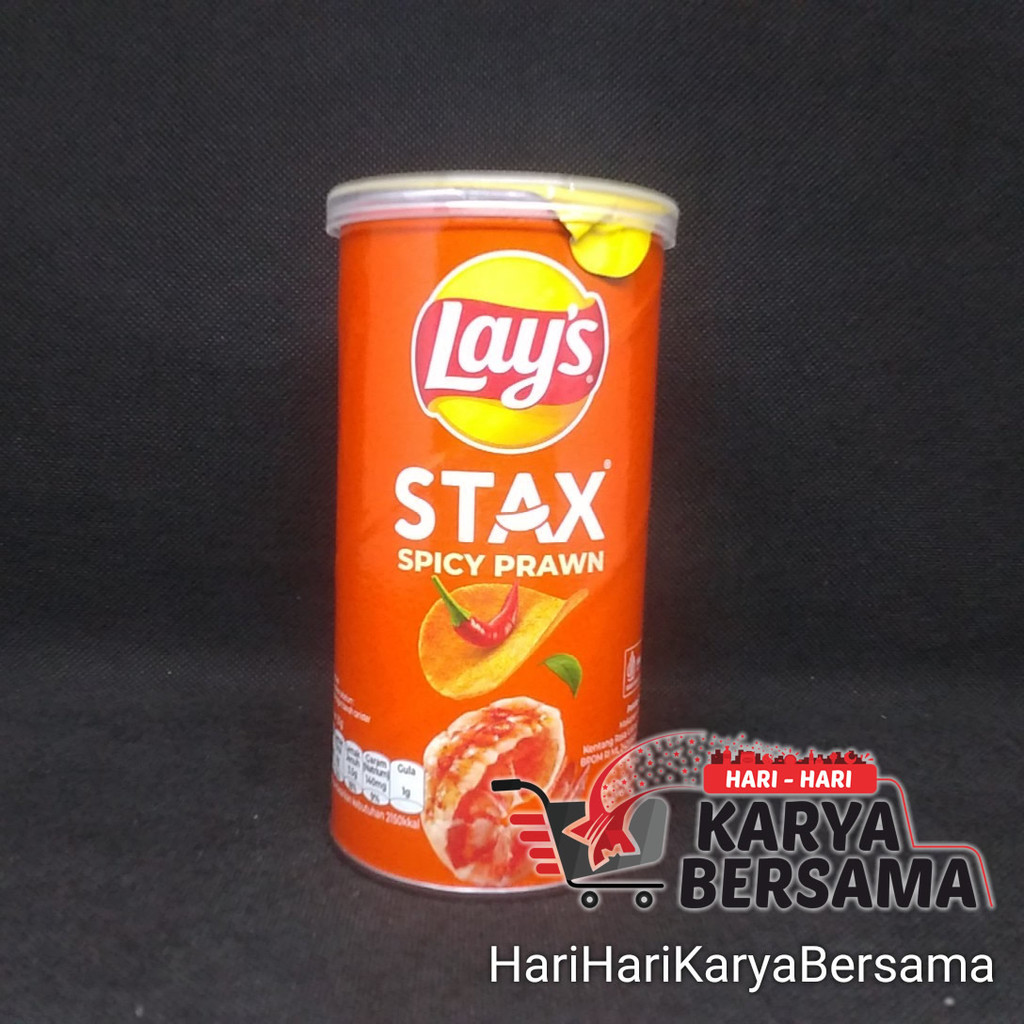 

MAKANAN RINGAN SNACK LAY'S STAX POTATO CRISPS SPICY PRAWN UDANG PEDAS 70GR