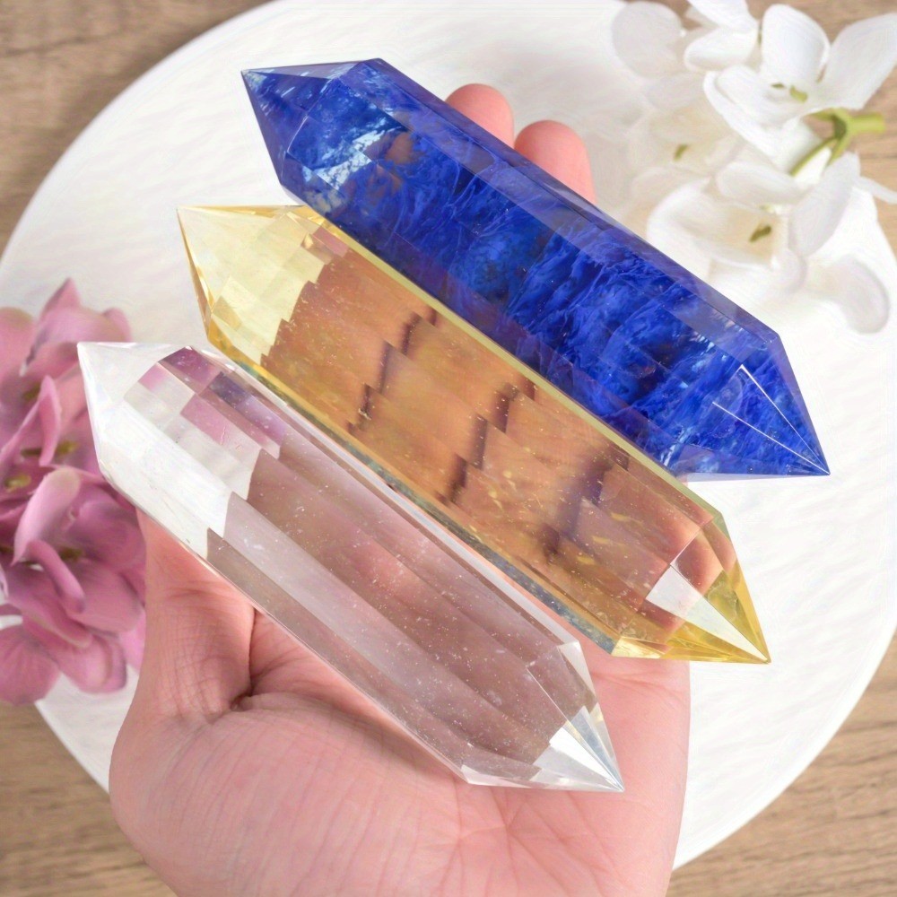 1pc 12-Hedron Vogel Clear White Quartz Double Pointed - Polished Blue Smelting Tower, Yellow Healing
